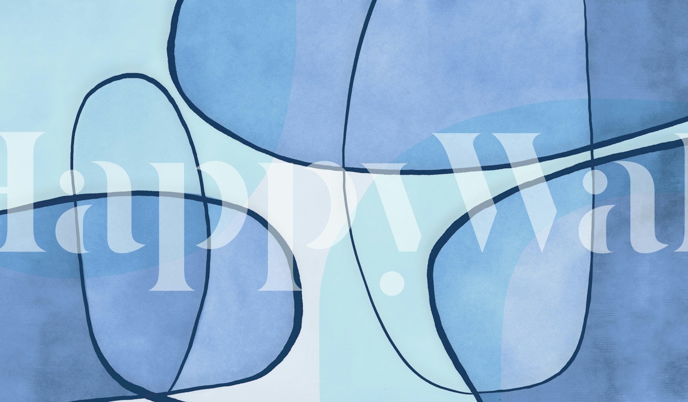 Abstract Linework Ocean Blue v pokoji