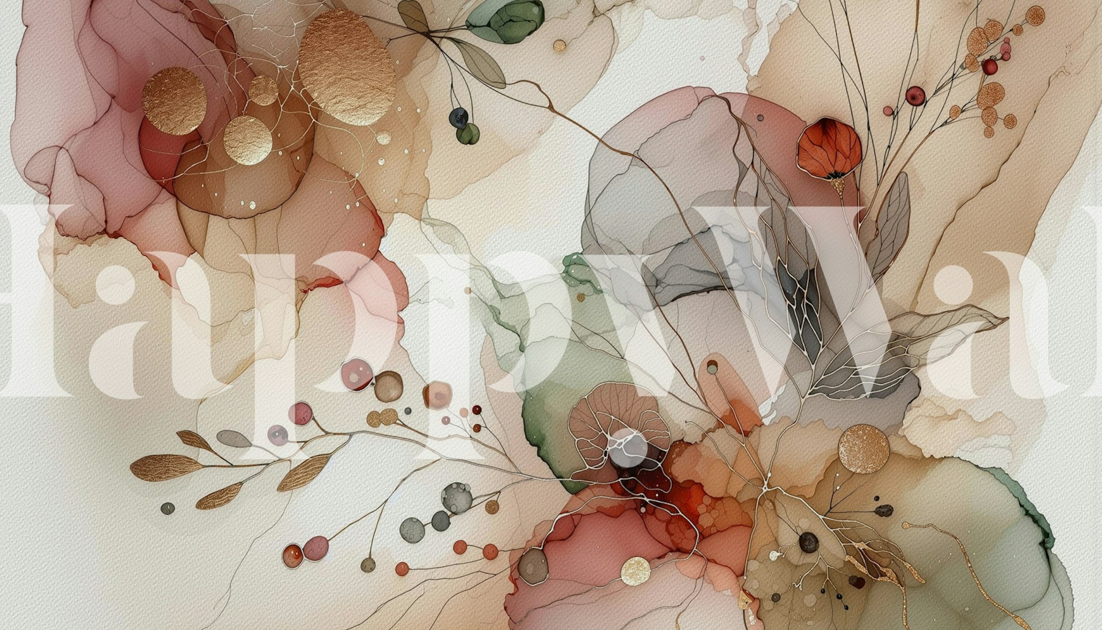 Abstract Botanical Hues wallpaper in a room