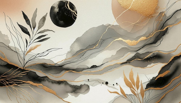 Black and Gold Geode Botanica