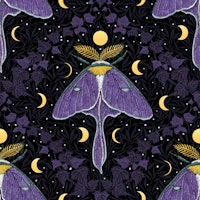 Luna moth, moon phases and ivy damask 3 wallpaper