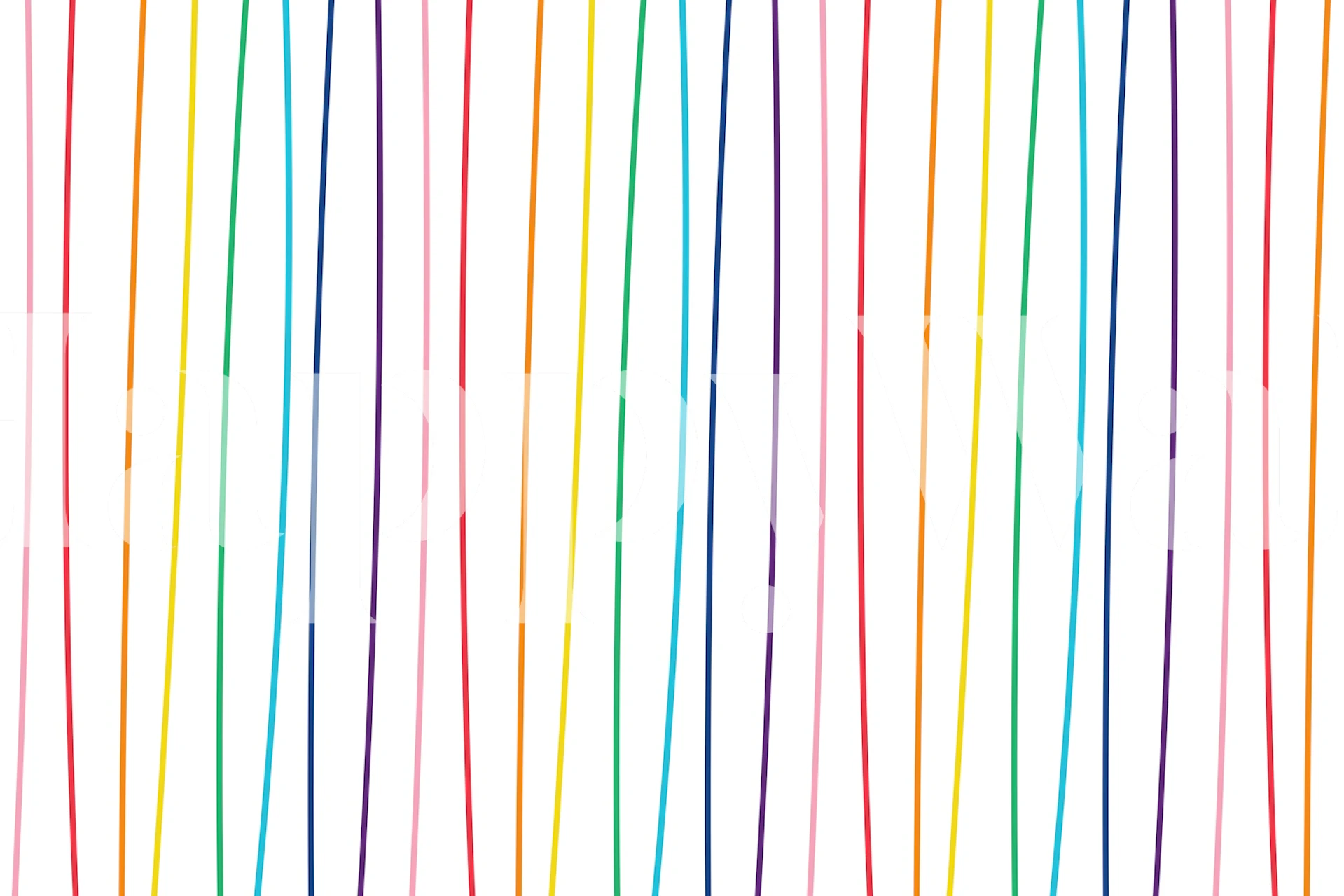 Colorful striped pattern in rainbow hues on white wallpaper