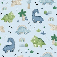 Little Dino Dreams - light blue tapeta