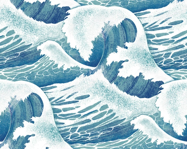 Great Waves in Aquamarine Azure