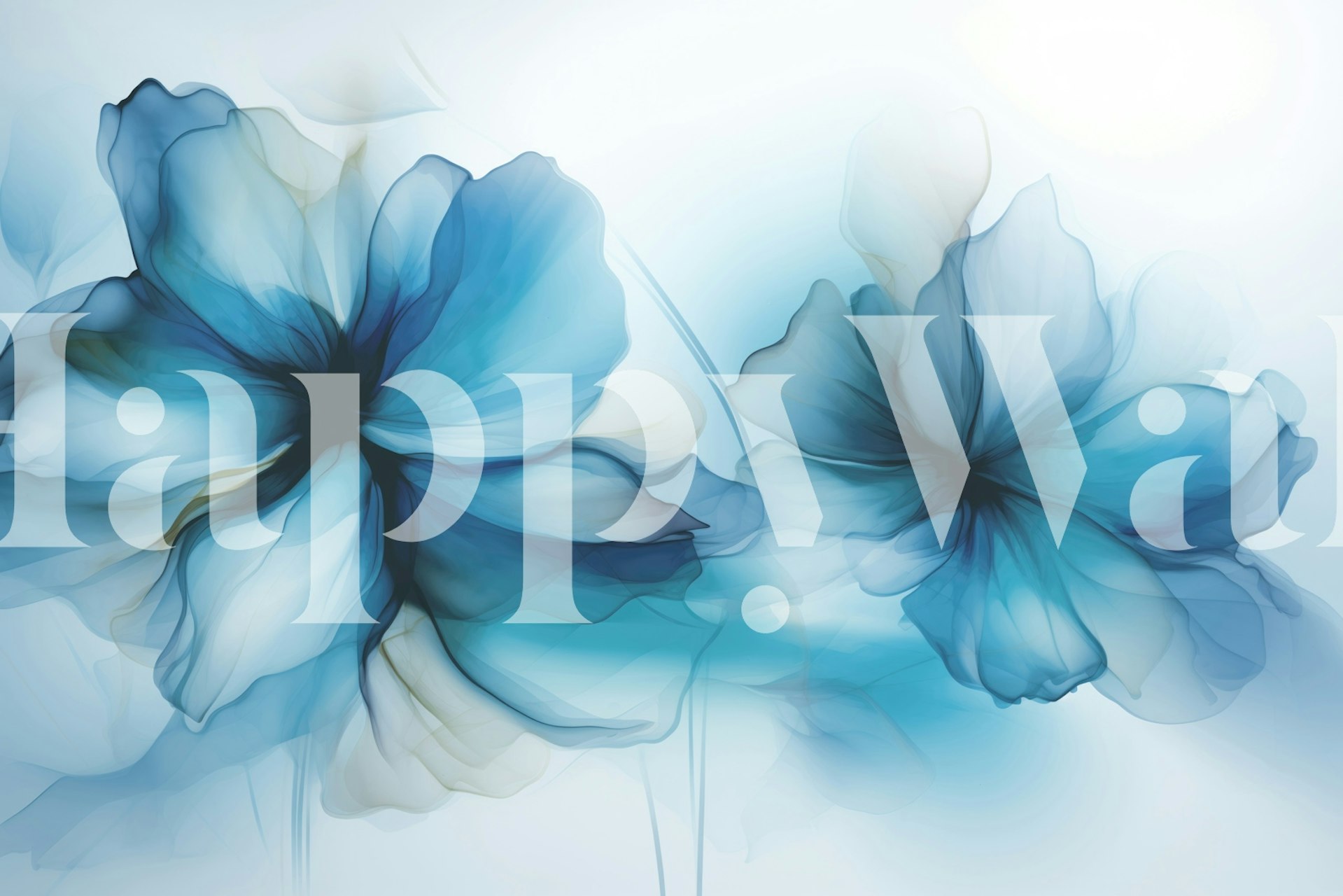 Blue floral abstract wallpaper with soft petals and gradients