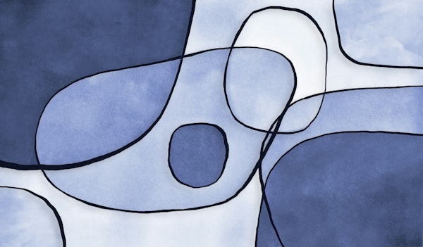 Modern Indigo Shapes Mid Century