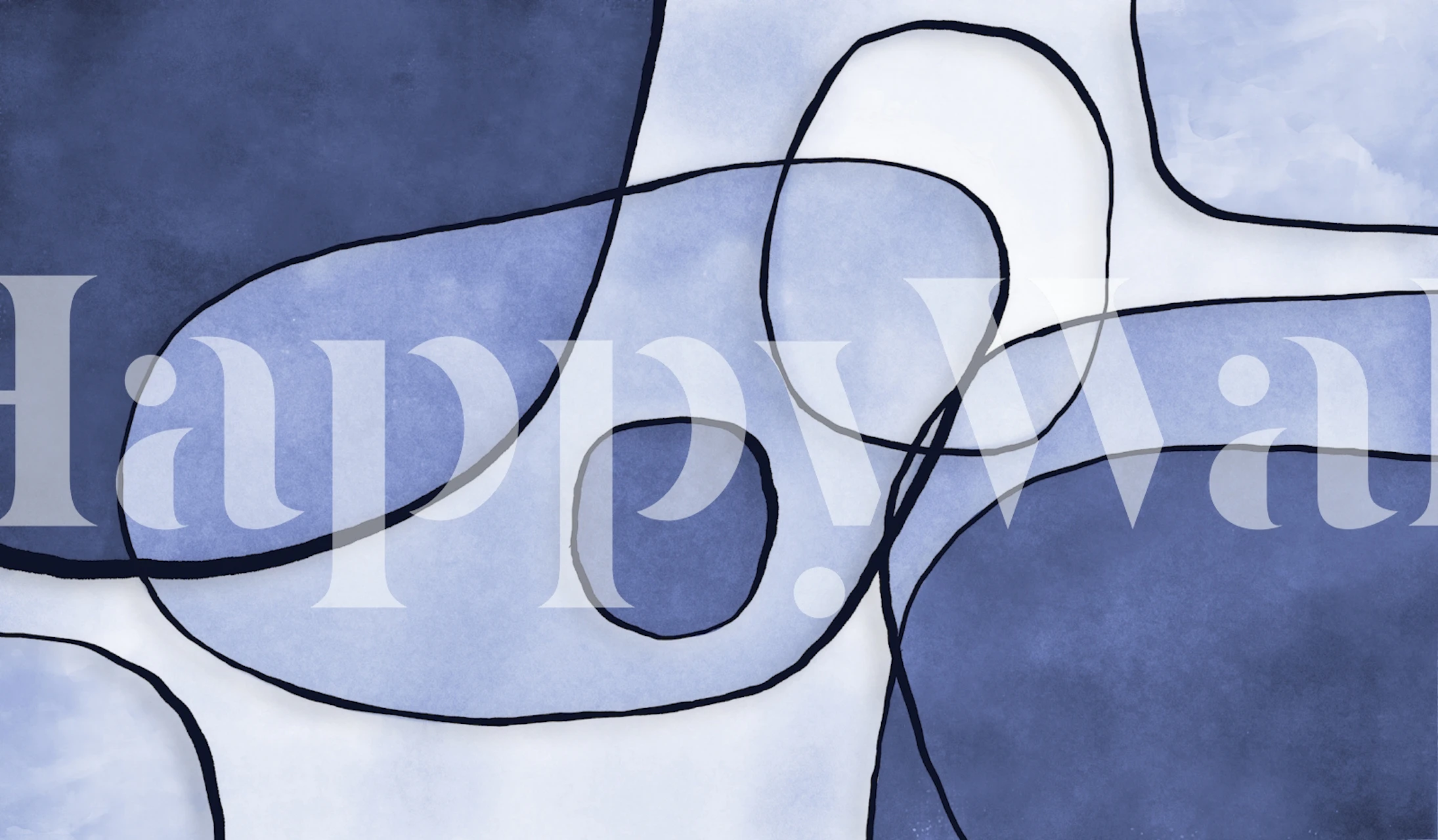 Modern Indigo Shapes Mid Century wallpaper in a room