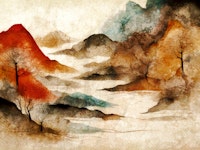 Rustic Japandi Mountain Hues wallpaper
