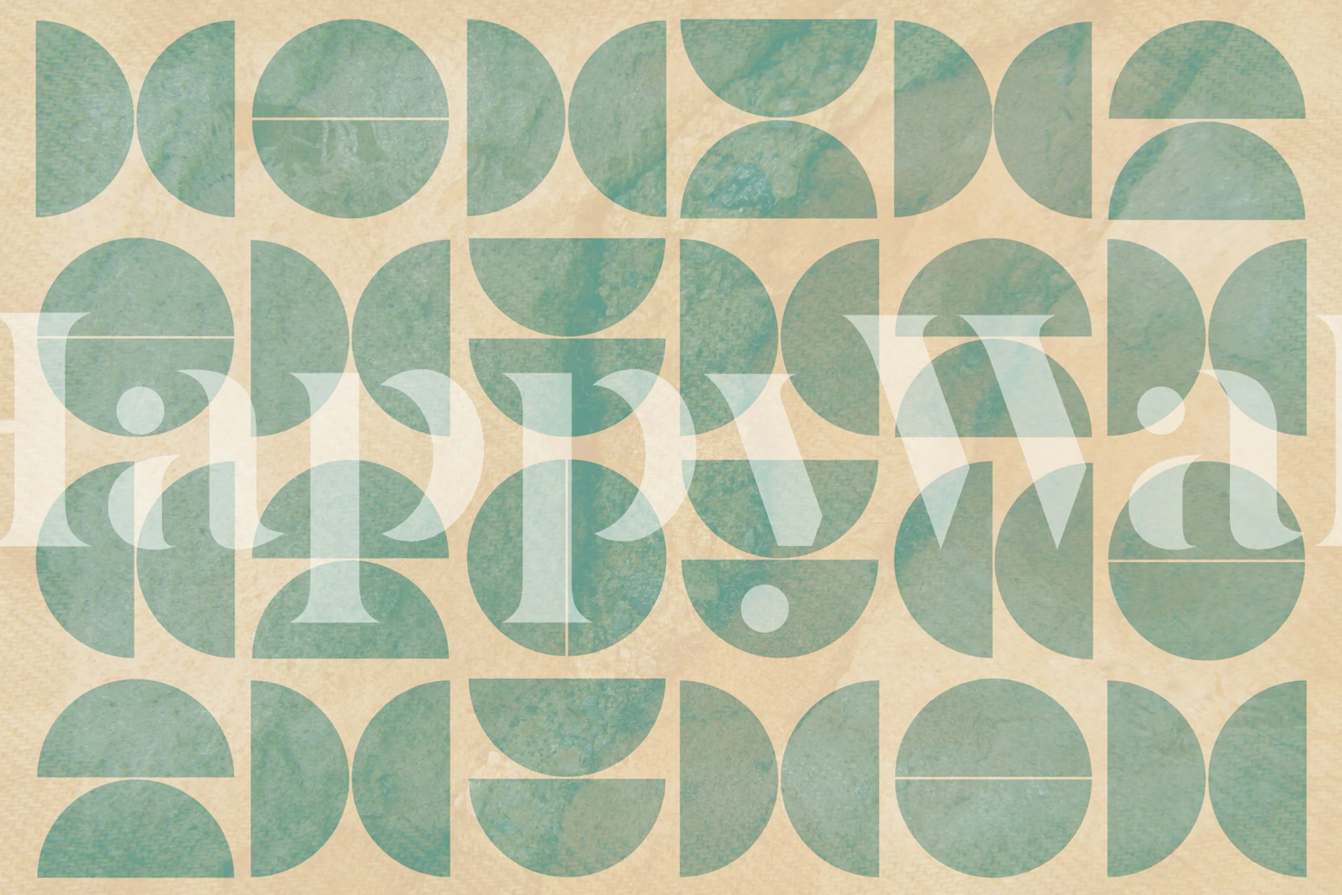 Tapeta Geometric Mid-Century Bauhaus Aqua v pokoji