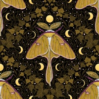 Luna moth, moon phases and ivy damask 4 wallpaper