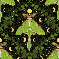 Luna moth, moon phases and ivy damask 5 wallpaper