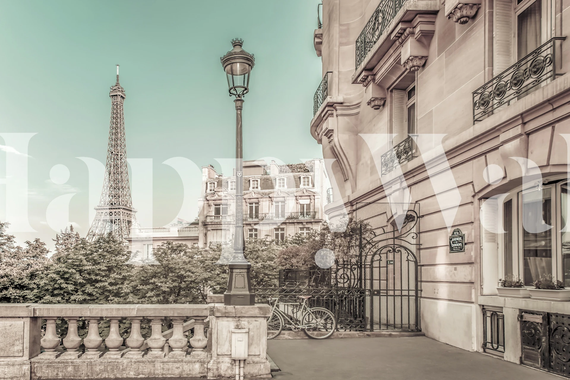 Parisian vintage style wallpaper in a room