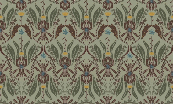 STARY NIGHT FLORAL GEOMETRY GREEN