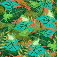 Hiding Tropical Tree Frogs in Green Orange behang