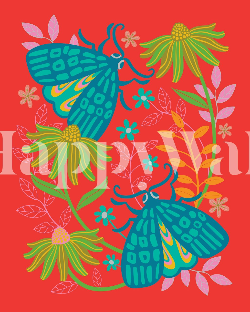 Tapeta Tangled Garden Moths W Pokoju