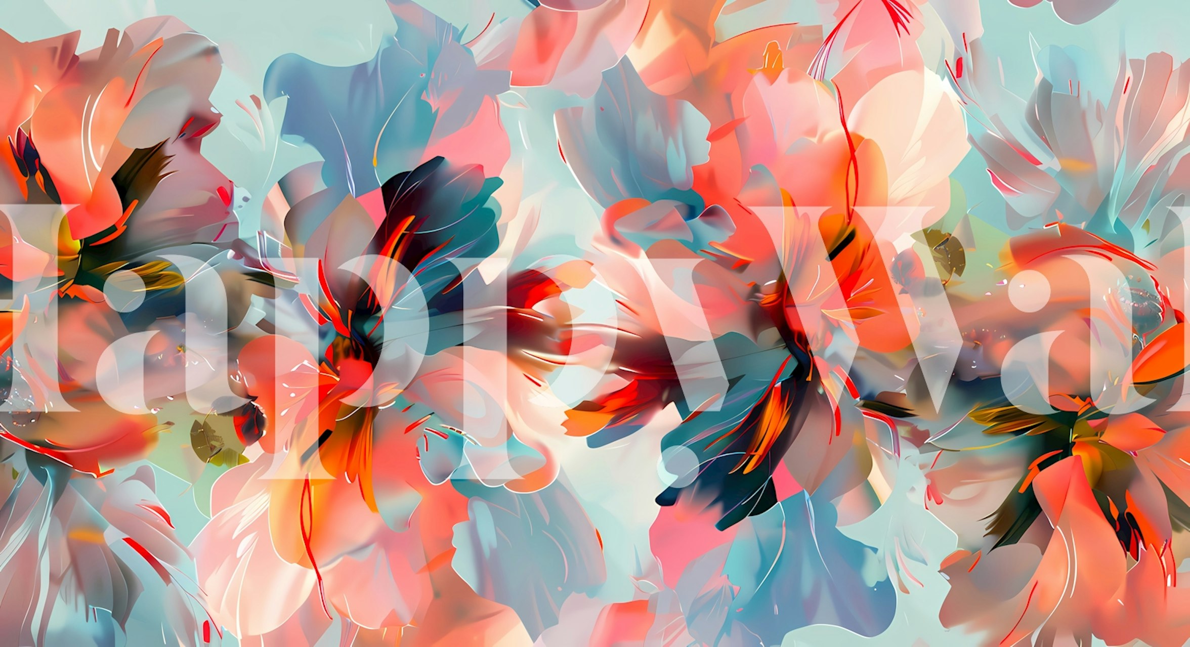 Colorful floral patterns with pink, orange, and blue tones wallpaper
