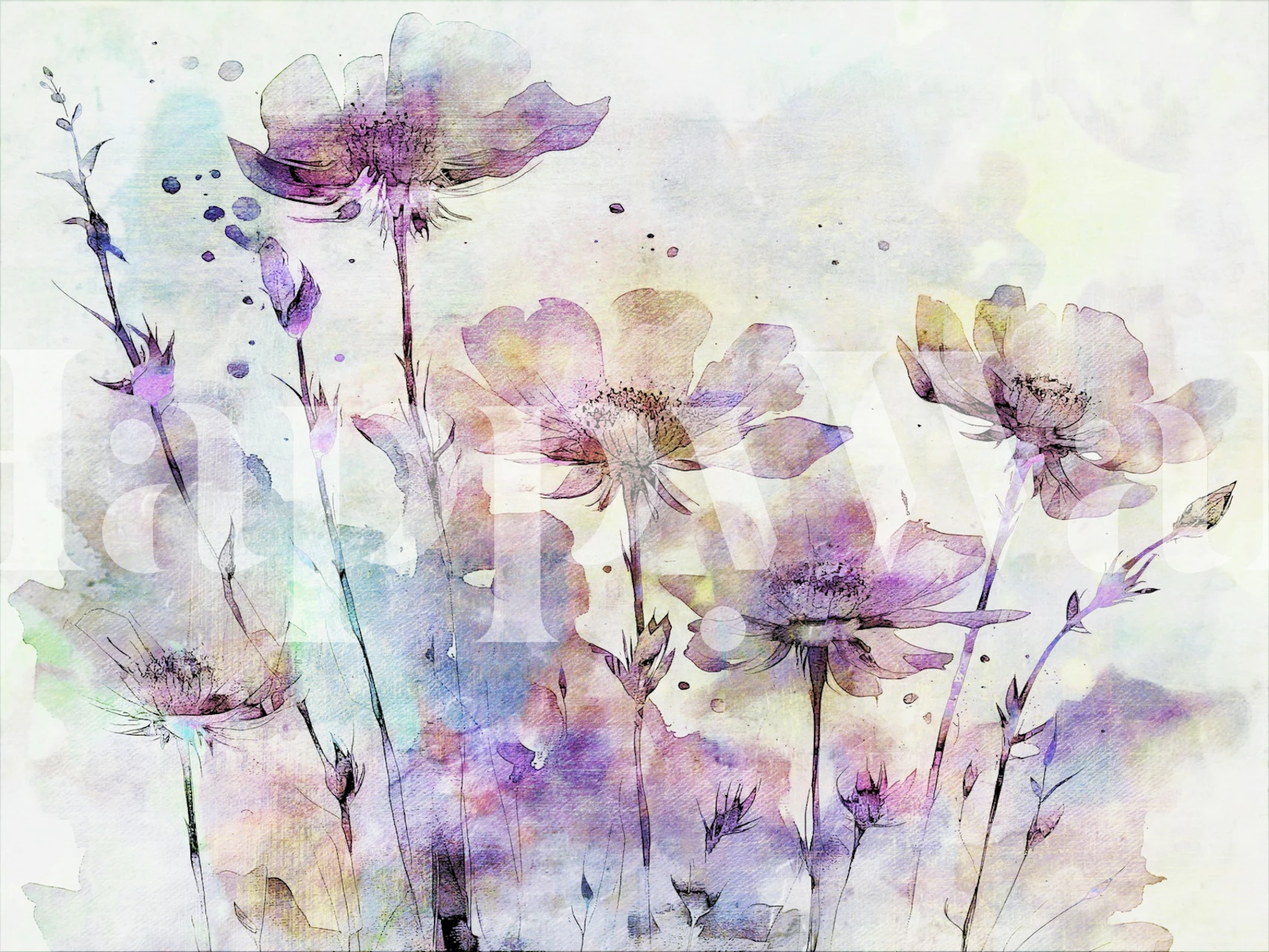 Botanical Dream Canvas wallpaper in a room