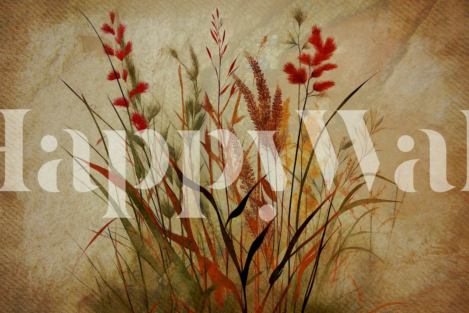 Autumn Grasses Art wallpaper in a room