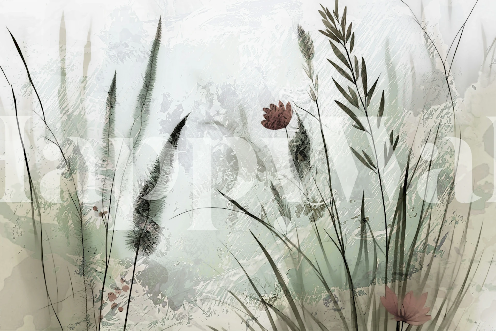 Botanical wallpaper design in a room