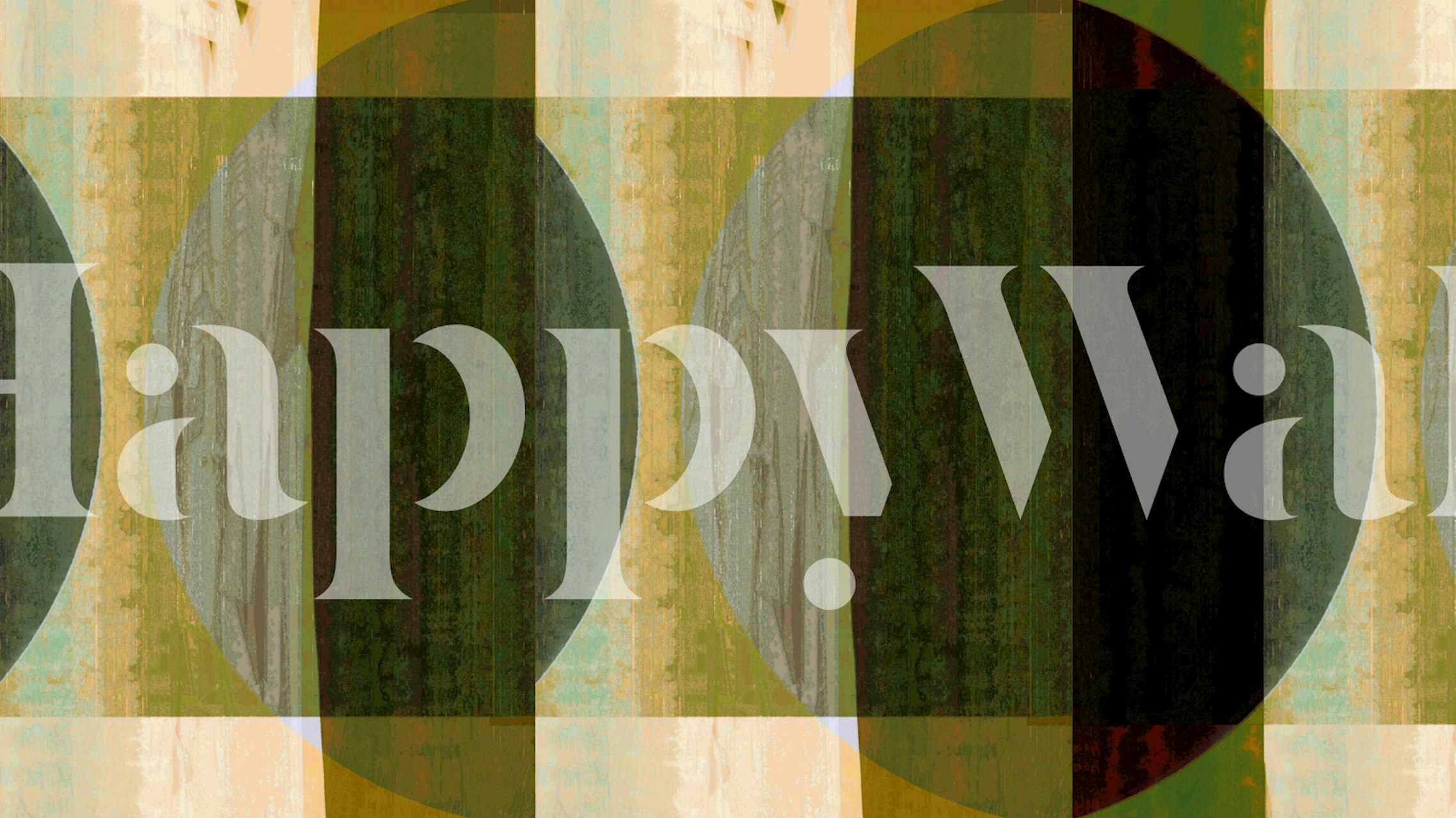 Mid Century Bauhaus golden green behang in een kamer