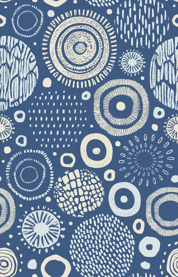 Tribal Marks Mud Cloth Pattern Blue And Beige