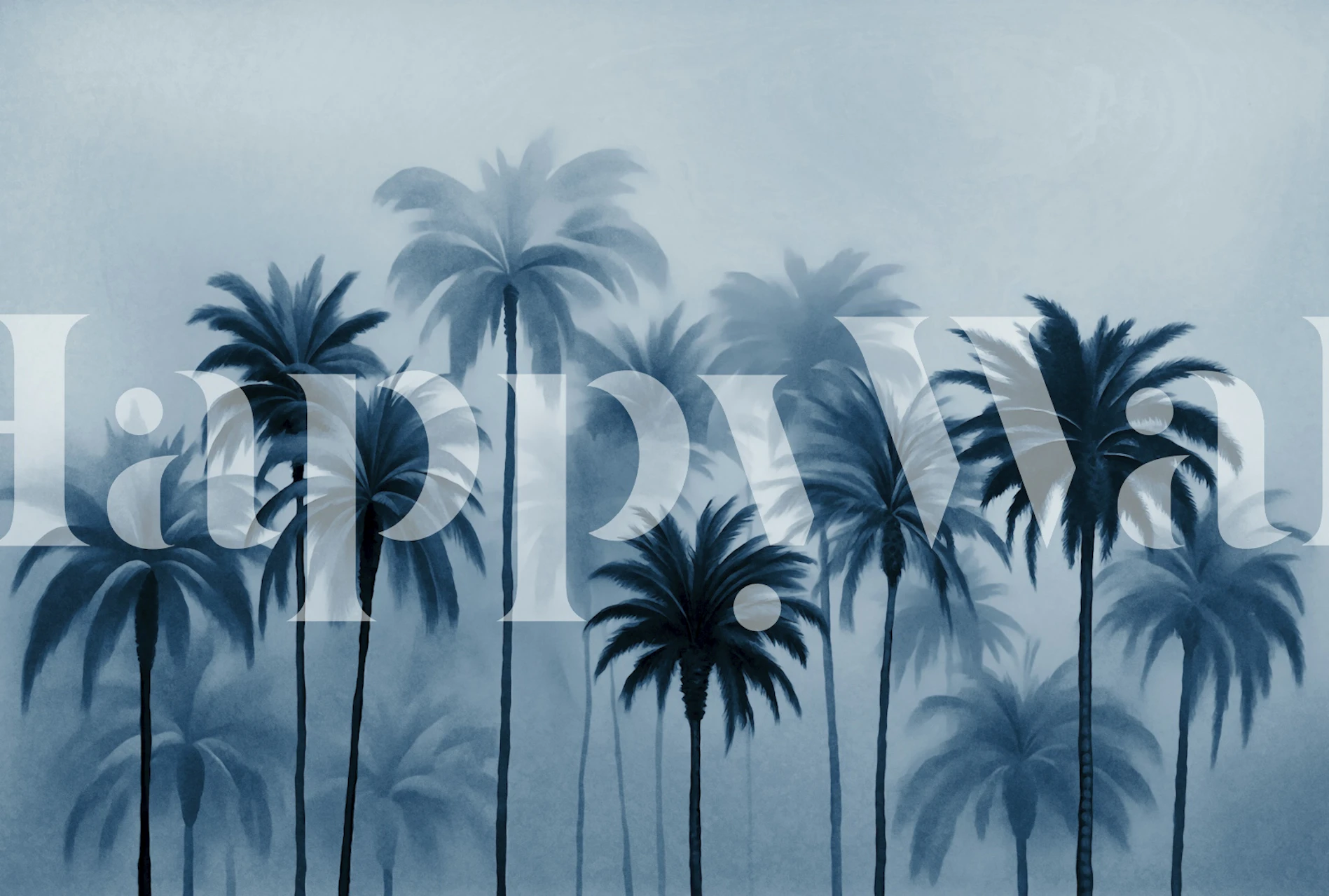 Tropické palm {Midnight Jungle Blue Palm Cove} tapety v modrém odstínu