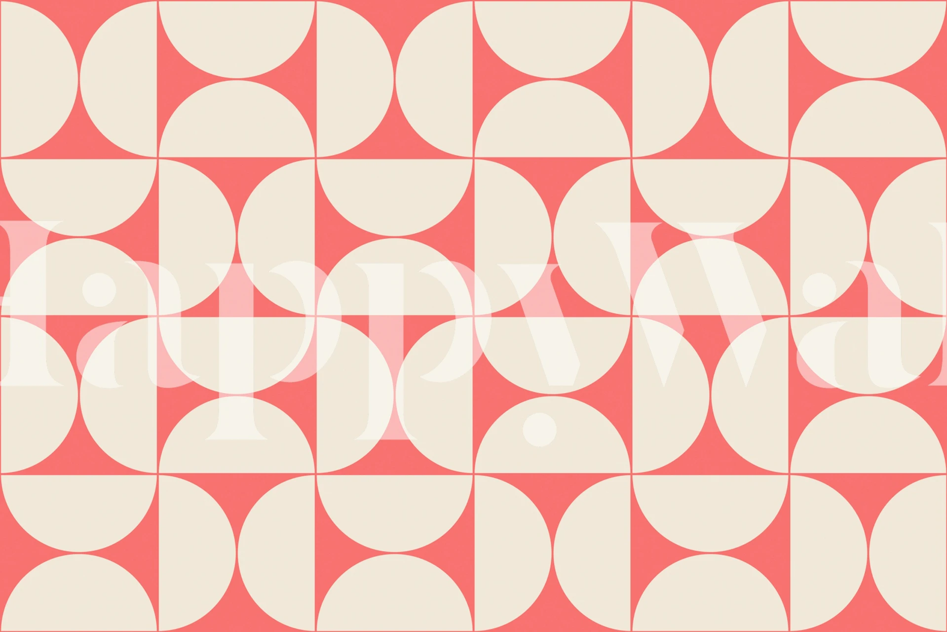 Geometric shapes in coral and cream colors mid-century modern wallpaper