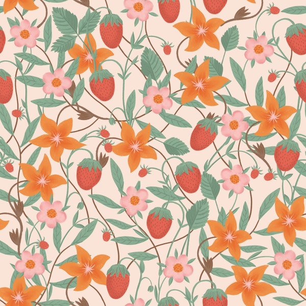 Strawberry Fields Cream Orange Mint Red