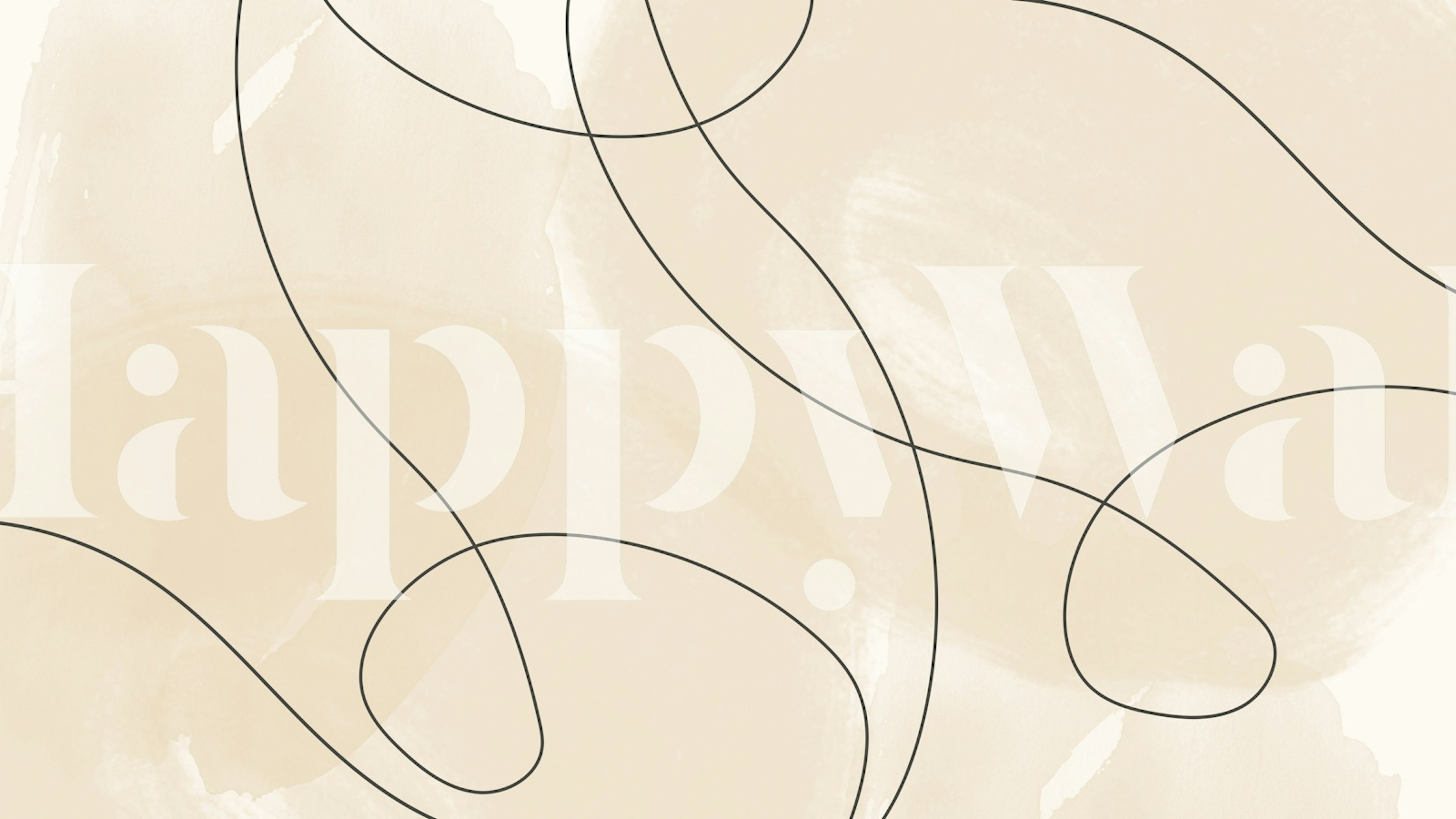 Abstract beige swirls with black lines wallpaper