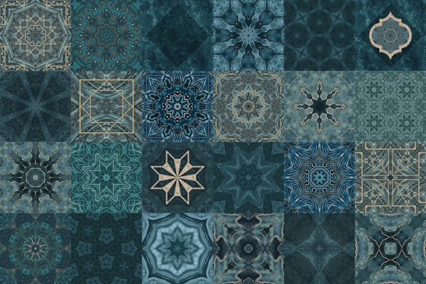 Mediterranean Mosaic Teal Gold