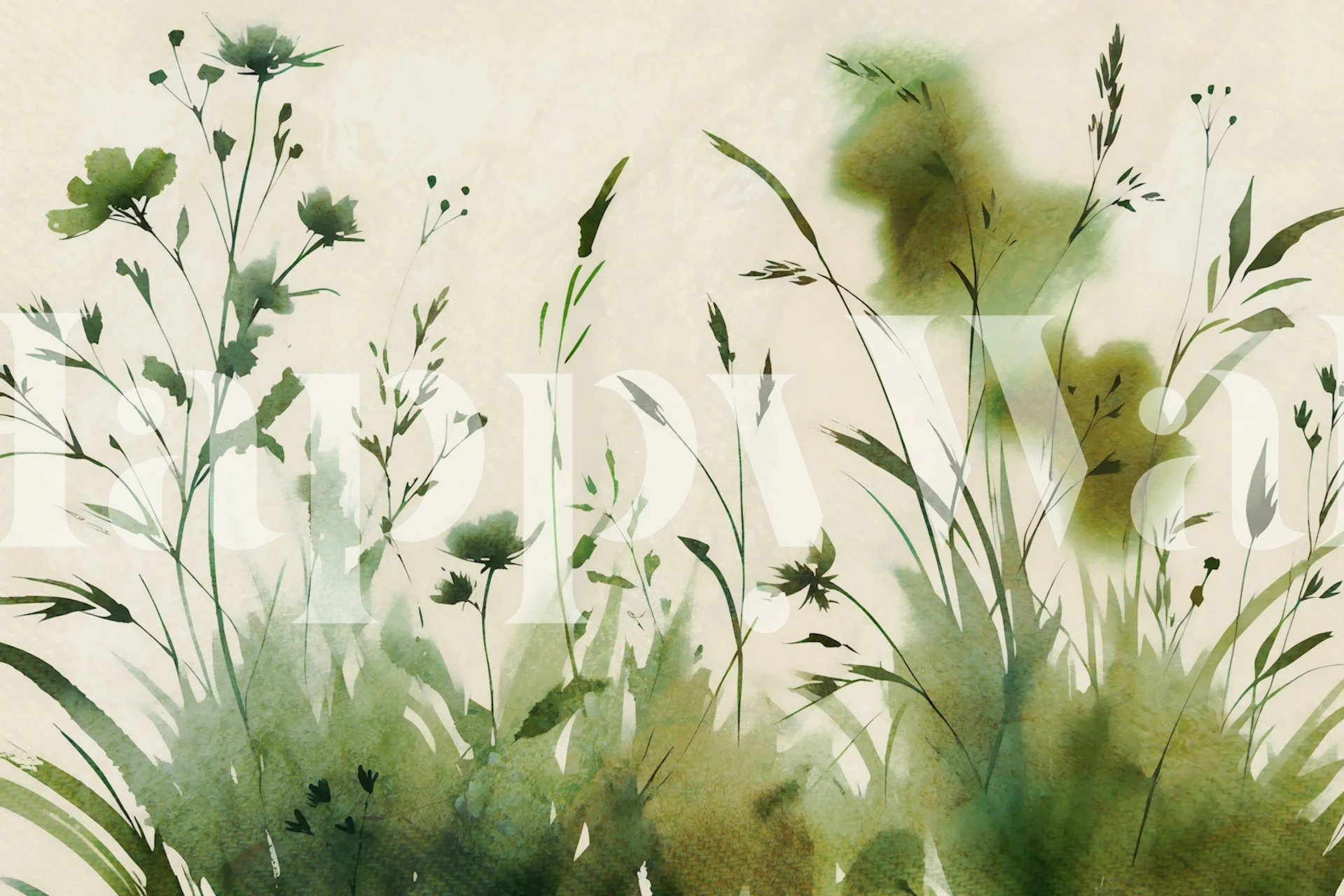 Conception de papier peint Serenity Grasslands dans une pièce