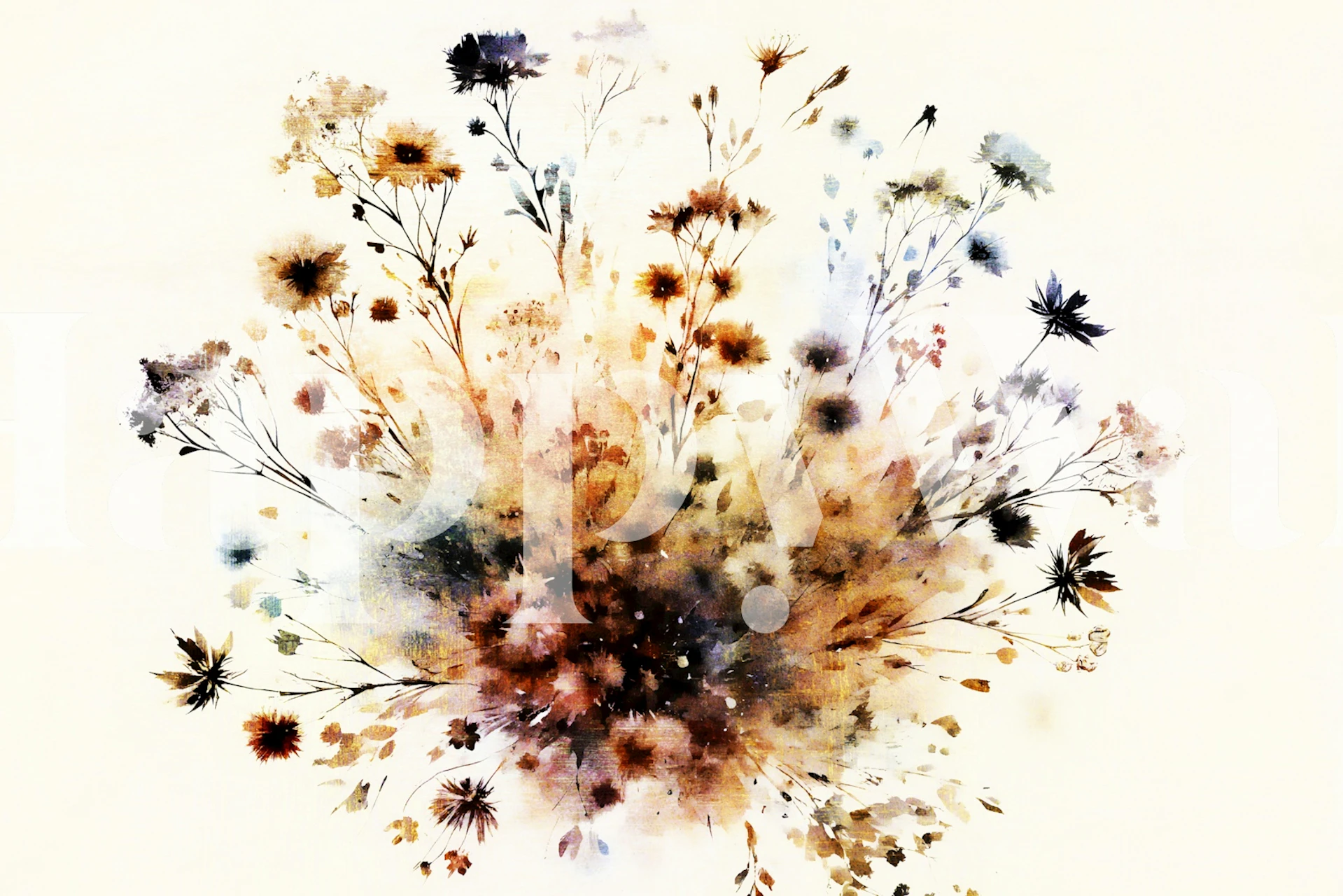 Warm floral burst pattern in earth tones wallpaper