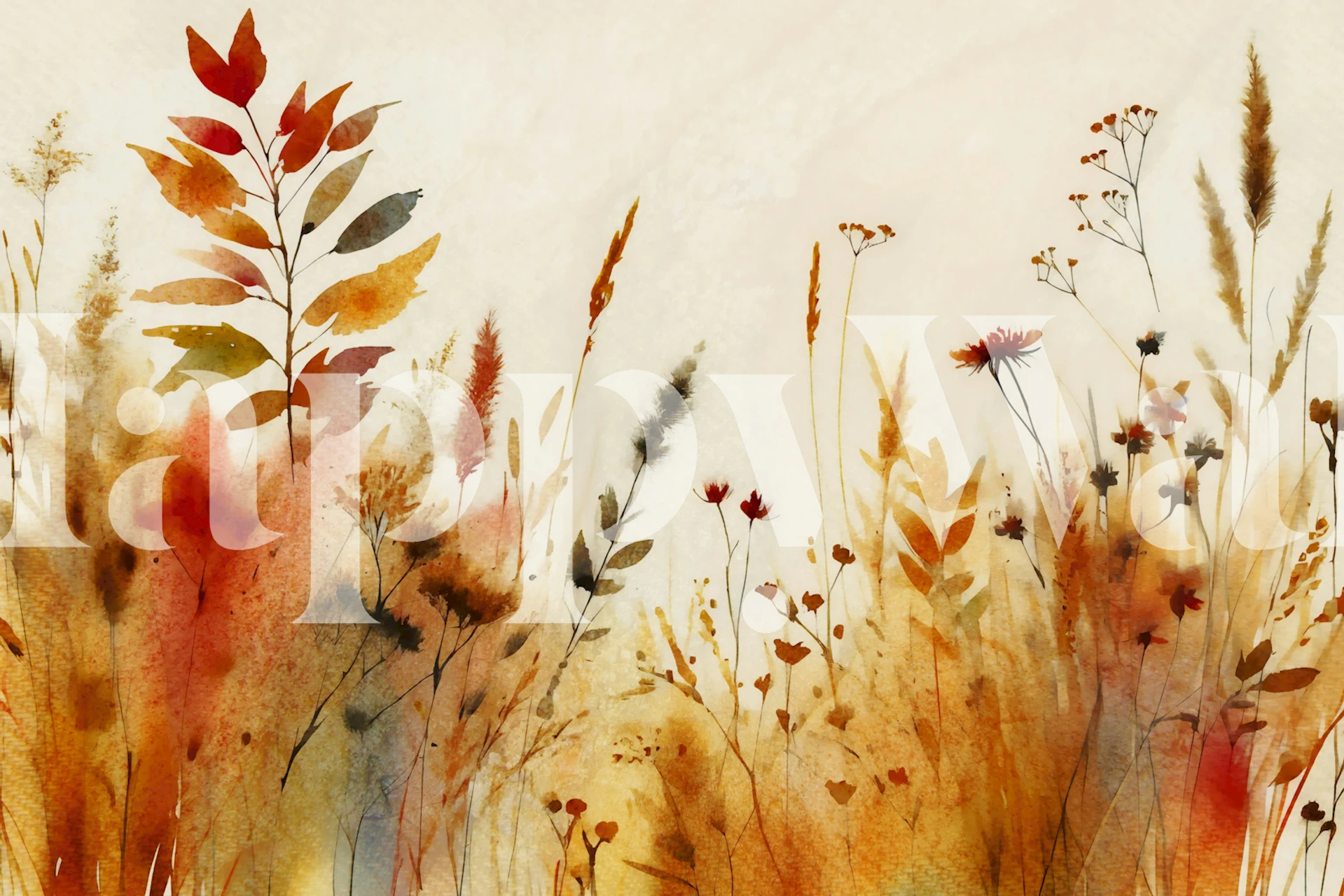 Wall with Autumn Flora Elegance wallpaper