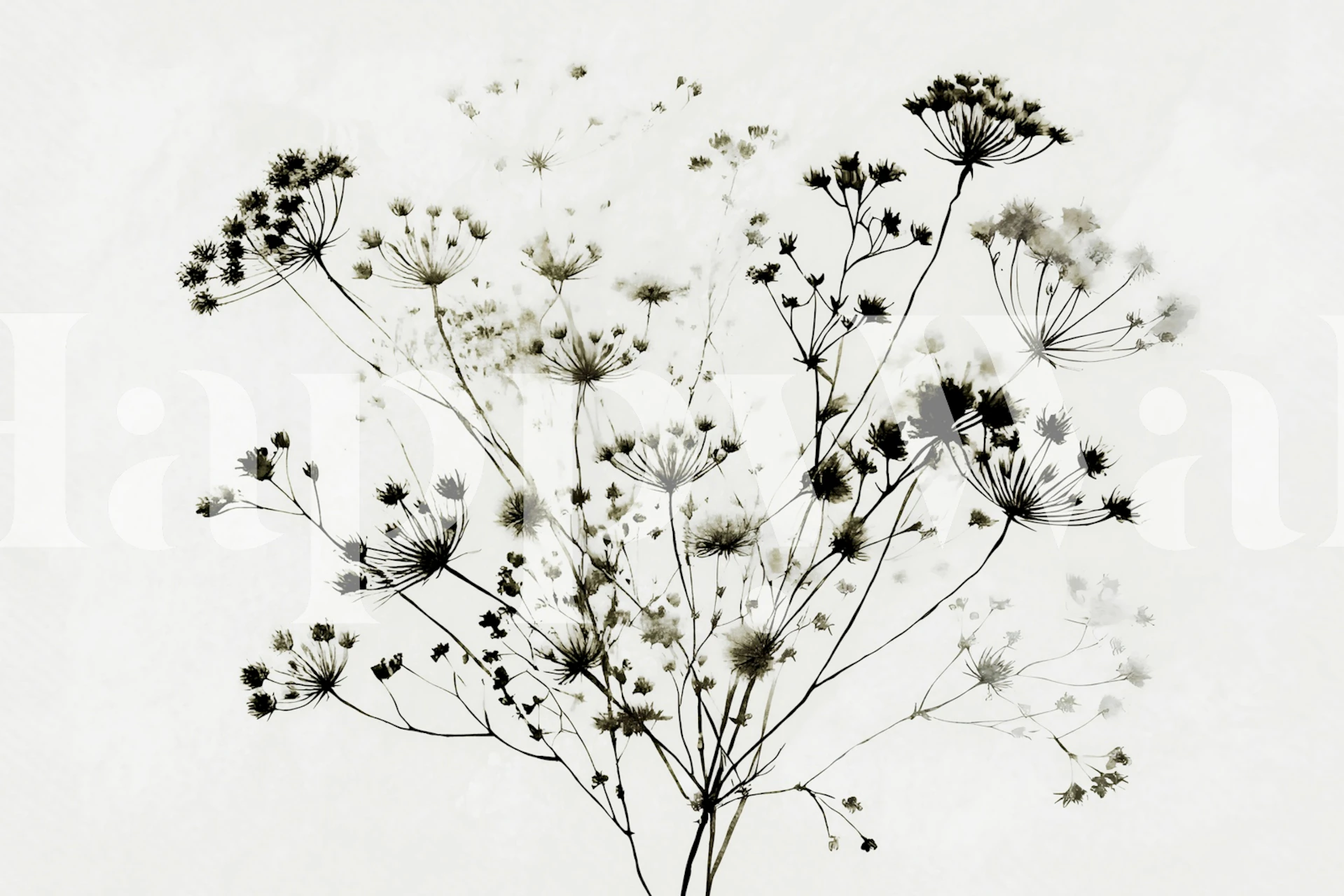 Papel pintado Monochrome Meadow en una habitación