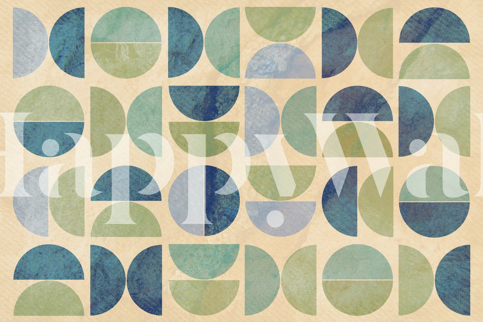 Geometric shapes in blue and green tones wallpaper