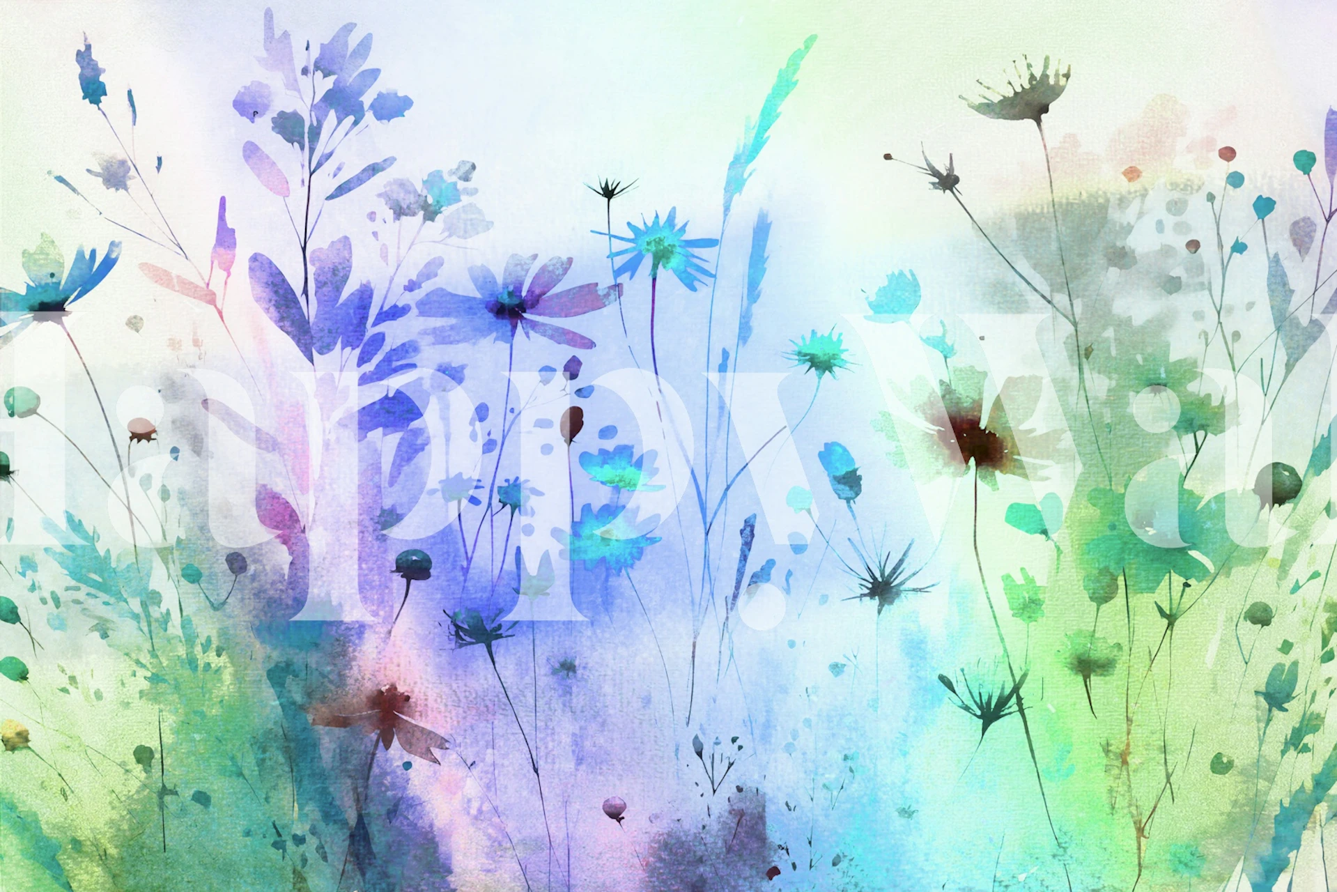 Spring Meadow Bliss floral wallpaper in a room