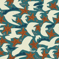 Coastal bird and Starfish tapete