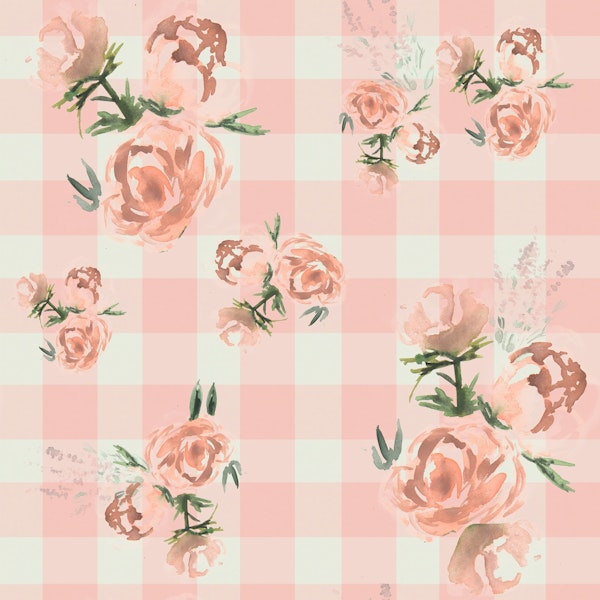 Flowers Coral Gingham