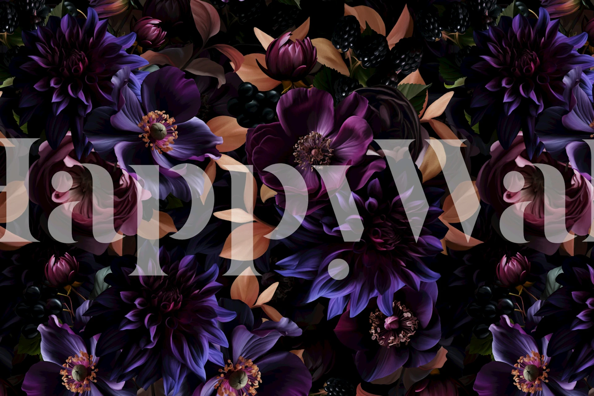 Ethereal Burgundy Night Blooms tapet i et rum