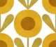 Geo Mod Floral Sunflowers Ochre Yellow Green