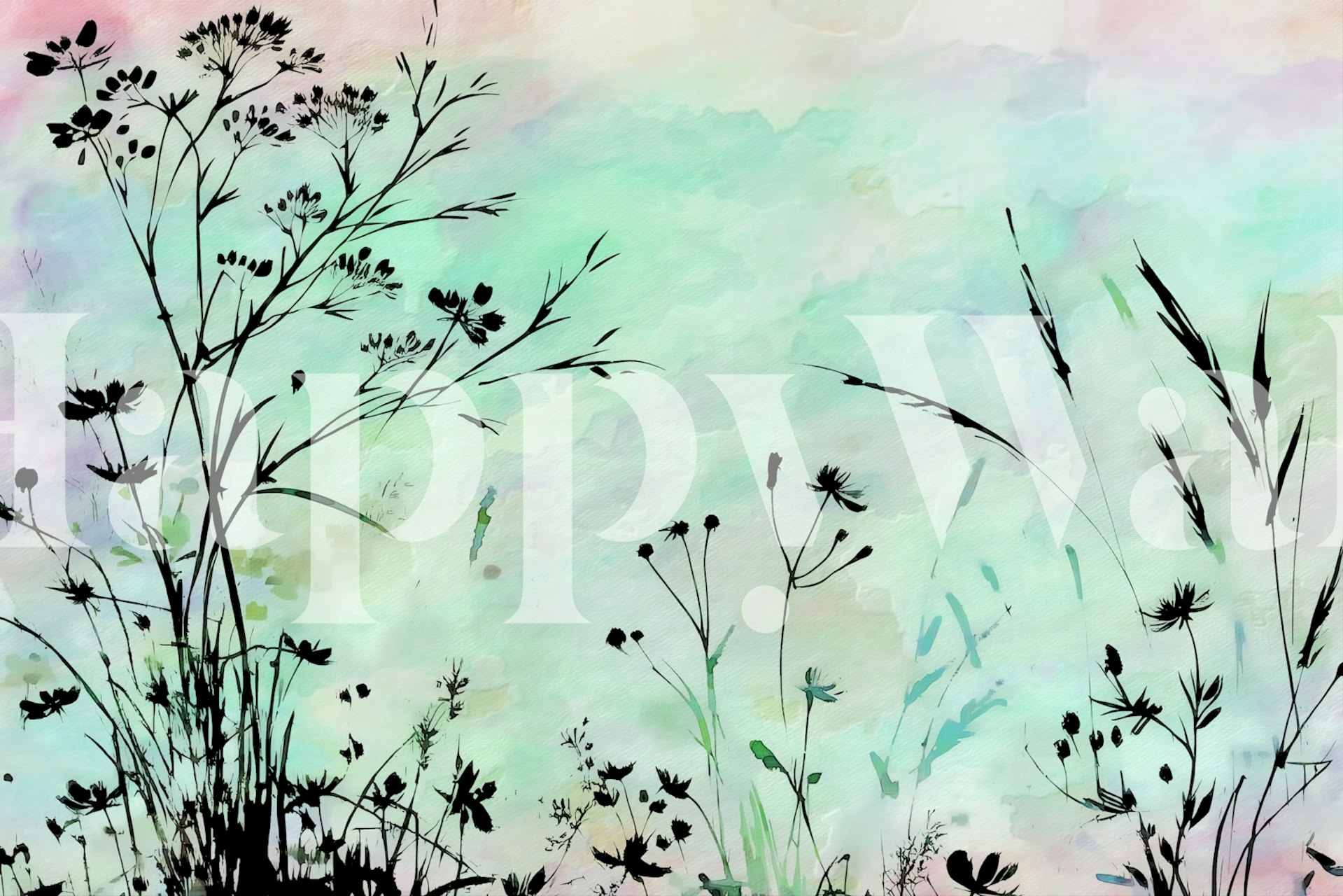 Tapeta Turquoise Wildflowers v jasné místnosti