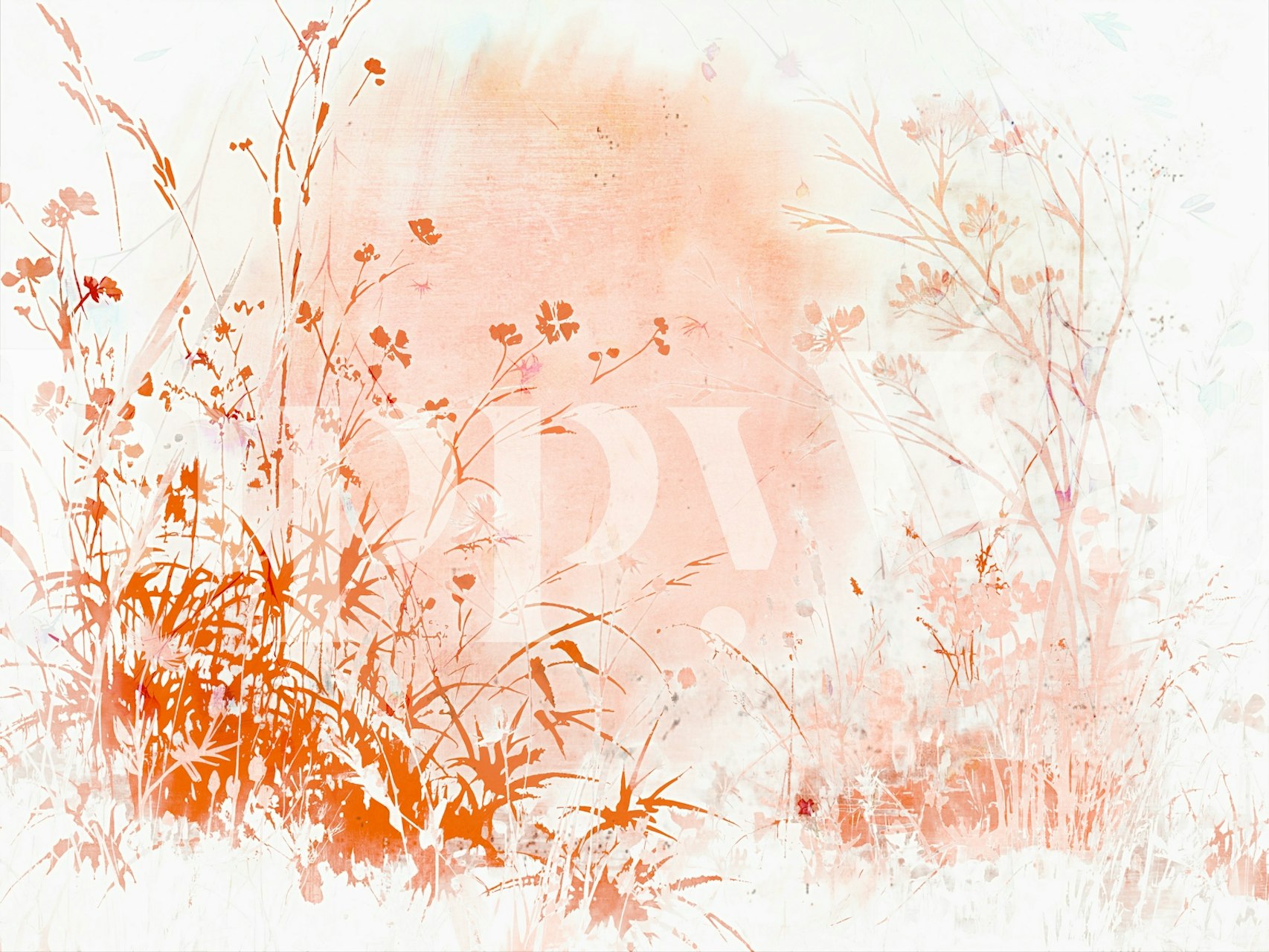 Autumn Blush Meadow -tapetti huoneessa