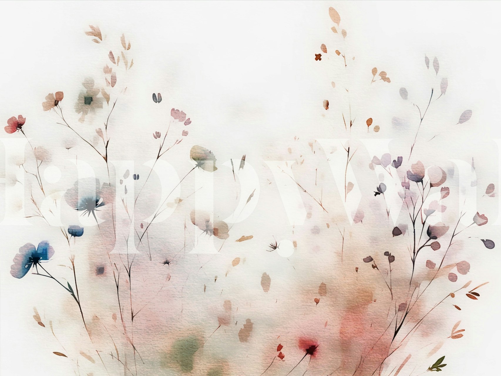 Watercolor floral pattern in soft pastels with greens and pinks wallpaper