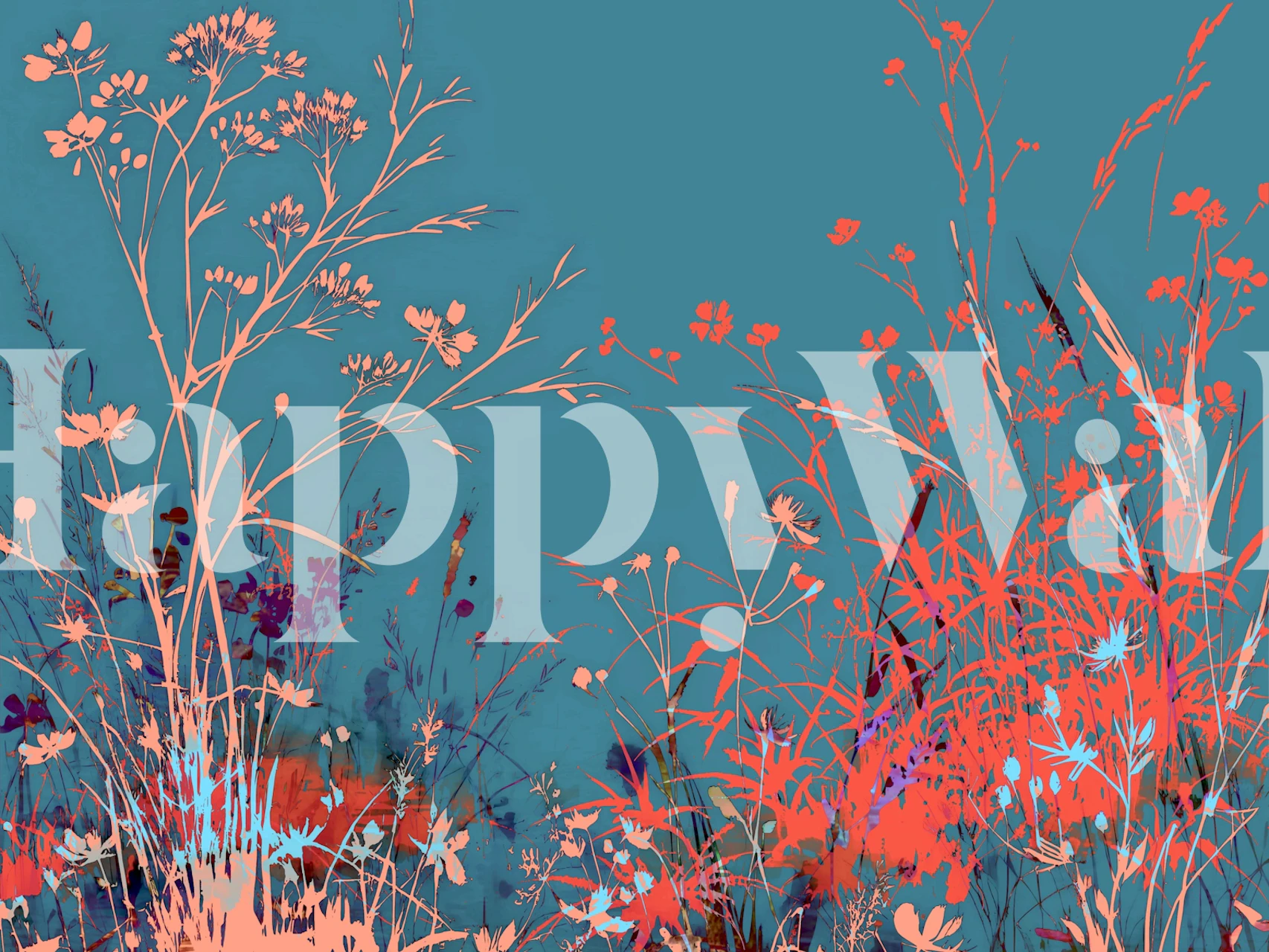 Sapphire Wildflower Garden wallpaper in een kamer.