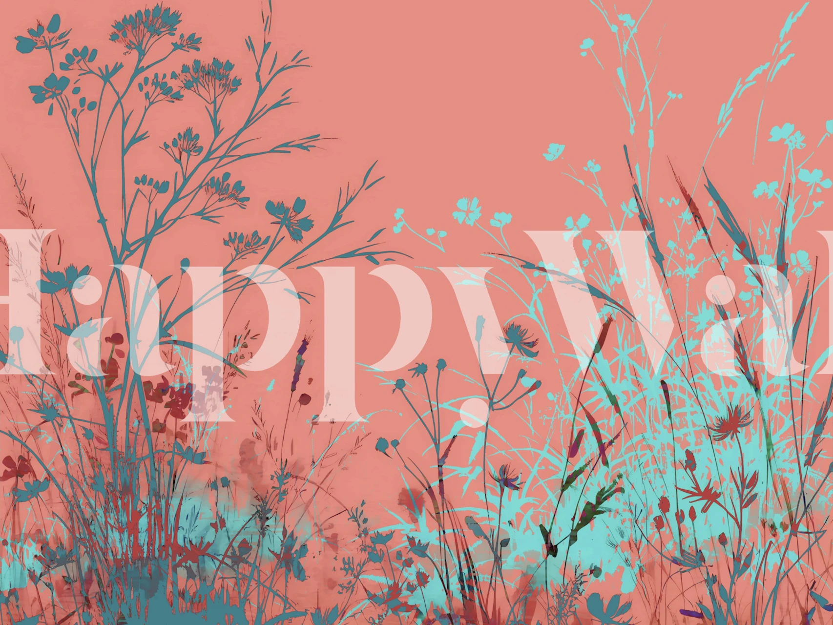 Coral Meadow Bliss wallpaper in a room