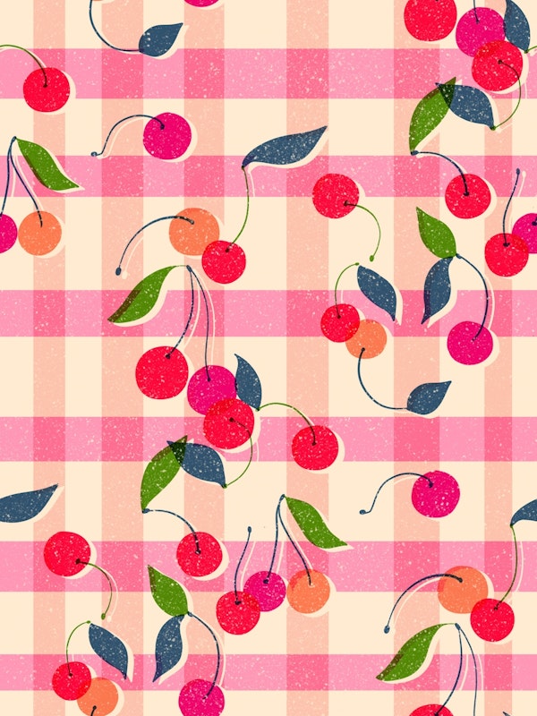 cherry gingham pink