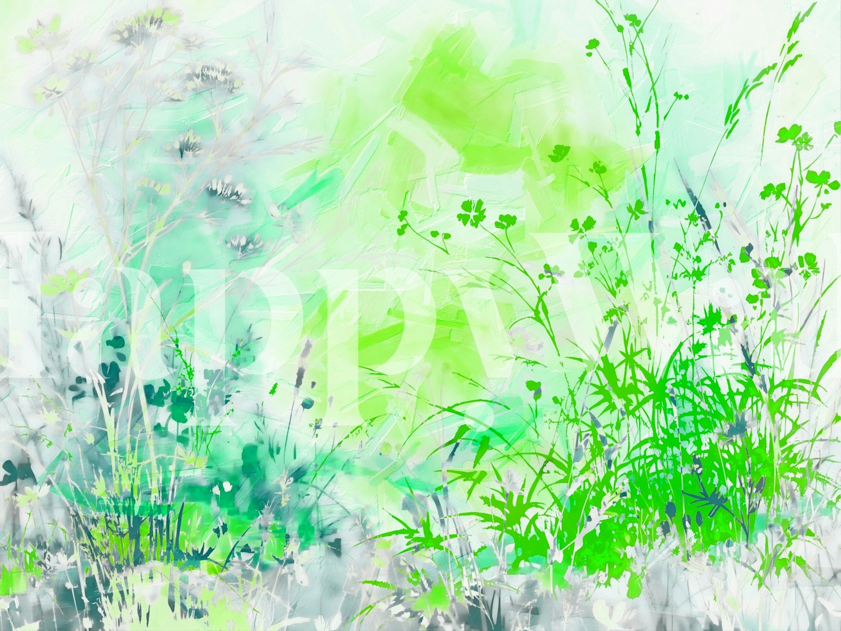 Emerald wildflower meadow tapet i et rom