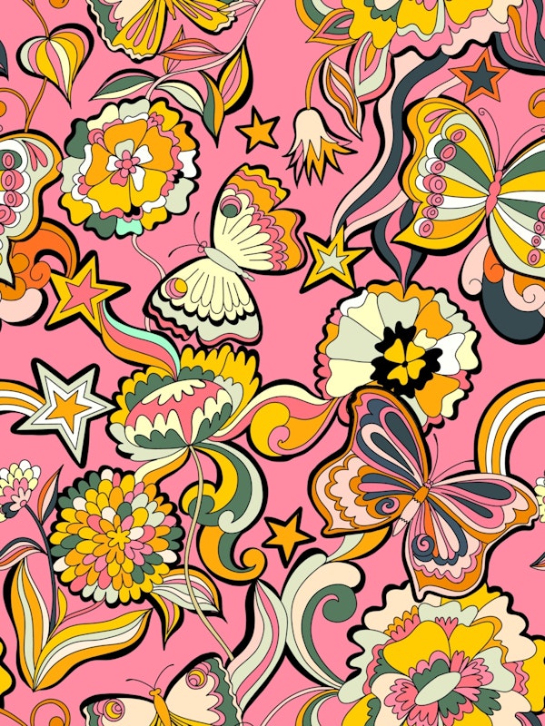 butterflies and big blooms 70s