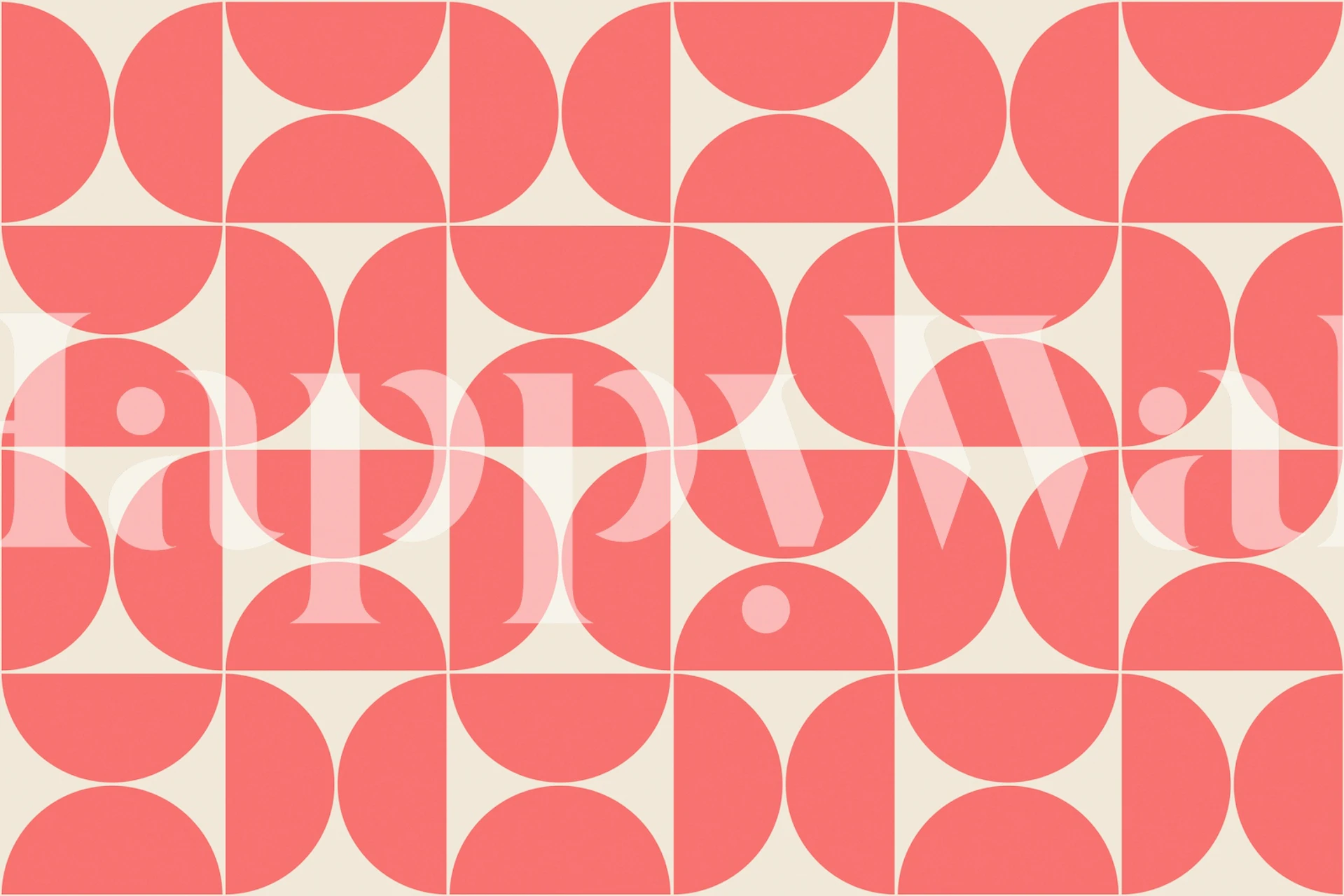Geometric coral and white pattern wallpaper