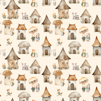 Woodland Critter Village wallpaper