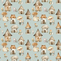 MY LITTLE TOWN WITH FRIENDS - GREEN ταπετσαρία